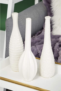 Glam Ceramic Vase, Set of 3, 12", 12", 12"H, Gold - EK CHIC HOME