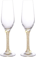 Load image into Gallery viewer, Set of 6 - Elegant Champagne Flutes with Rhinestone Embellished Stem - EK CHIC HOME