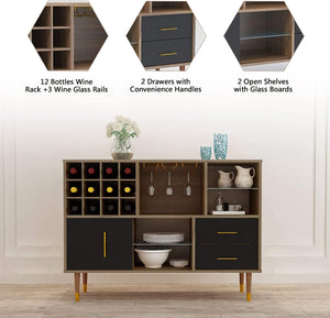 Sideboard Buffet Cabinet,Kitchen Storage Cabinet with Wine Rack, - EK CHIC HOME