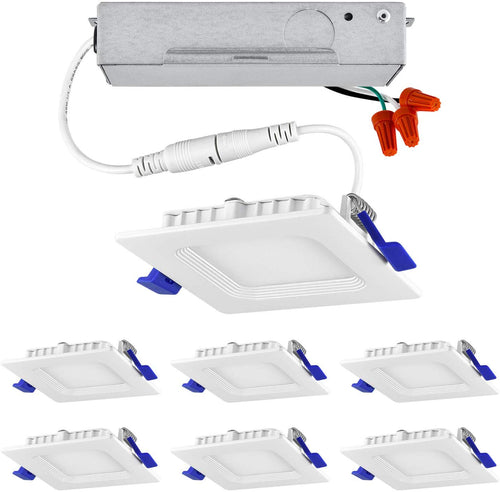 3 Inch Square Ultra Thin LED Recessed Light with Junction Box-(6-Pack) - EK CHIC HOME