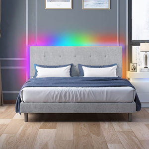 Platform Bed Frame with RGB LED Headboard, Full Size - EK CHIC HOME