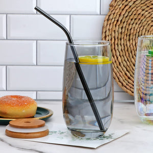 Tall Drinking Glass Cups with Lids and Straws,16 OZ Highball Glasses - EK CHIC HOME