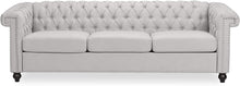 Load image into Gallery viewer, Tufted Chesterfield Fabric 3 Seater Sofa, Pebble Gray - EK CHIC HOME