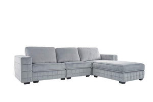 Upholstered Velvet Sectional Sofa, 111" W inches (Green) - EK CHIC HOME