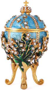 Faberge Egg Series Hand Painted Jewelry Trinket Box Enamel and Sparkling Rhinestones - EK CHIC HOME