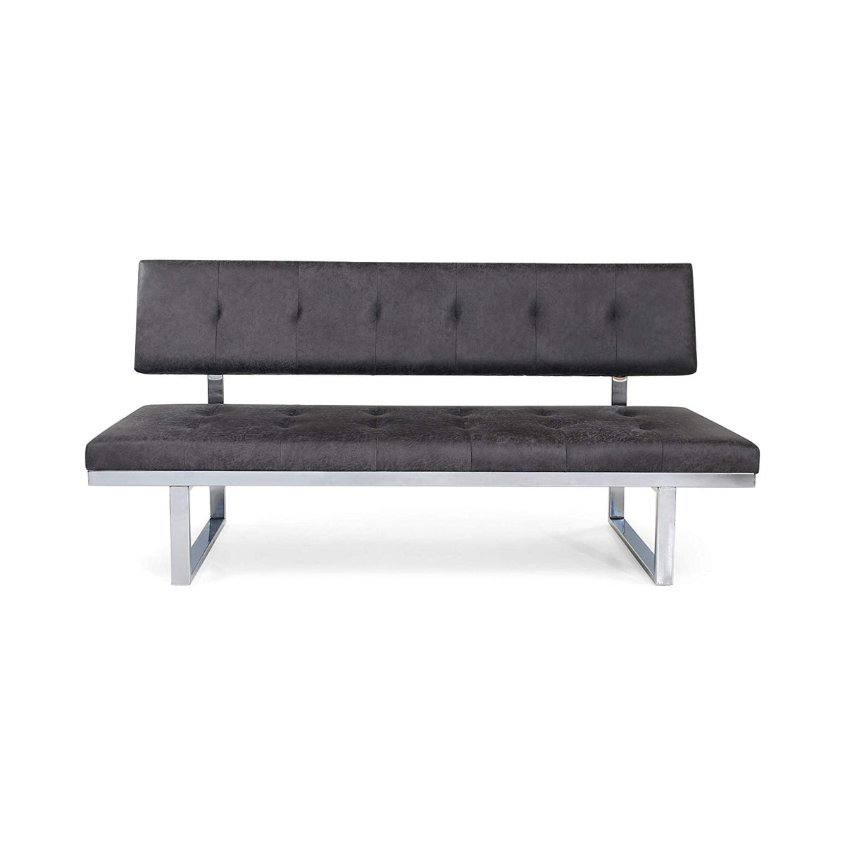 LIZ Contemporary Sofa Bench, Upholstered, Tufted, Microfiber and Iron,