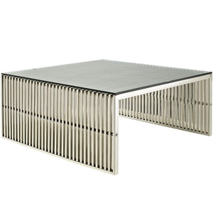 Gridiron Stainless Steel Coffee Table With Tempered Glass Top - EK CHIC HOME