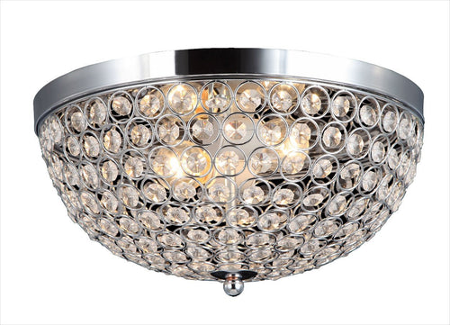 Elipse Crystal 2 Light Ceiling Flush Mount, Chrome - EK CHIC HOME