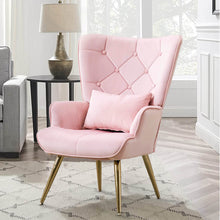 Load image into Gallery viewer, Modern Accent Chair, Velvet Arm Golden Finished - EK CHIC HOME