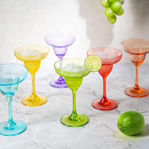 Hand Blown Colorful Margarita & Martini Glass (Set of 6) - EK CHIC HOME