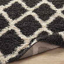 Load image into Gallery viewer, Cozy Shag Collection Charcoal Moroccan Trellis Design Shag Rug 60&quot; L x 84&quot; W - EK CHIC HOME