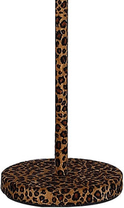 Fabric Wrapped Floor Lamp with Dotted Animal Print, Brown, Black - EK CHIC HOME