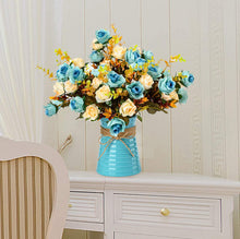 Load image into Gallery viewer, Artificial Flower Bouquets with Blue Ceramic Vase, - EK CHIC HOME