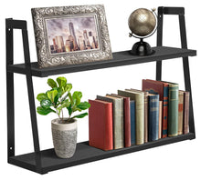 Load image into Gallery viewer, Sorbus 2-Tier Wooden Floating Shelf with Metal Brackets — Wall Mounted Rustic - EK CHIC HOME