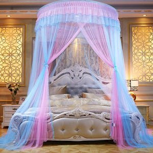 Princess Elegant Lace Round Sheer Mesh Bed Curtains - EK CHIC HOME
