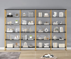 Double Wide 6-Tier Bookshelf 80.7” H, Industrial Display Shelves - EK CHIC HOME