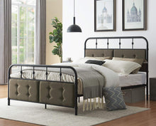 Load image into Gallery viewer, Ivory-White Modern Metal Platform Bed Frame with Elegant Upholstered Headboard and Footboard - EK CHIC HOME