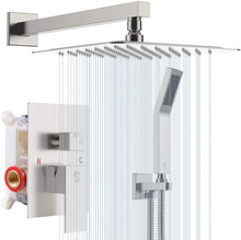 Load image into Gallery viewer, 10 Inches Bathroom Luxury Rain Mixer Shower Combo Set Wall Mounted - EK CHIC HOME