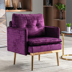 Upholstered Velvet Accent Chair, Comfy Living Room - EK CHIC HOME