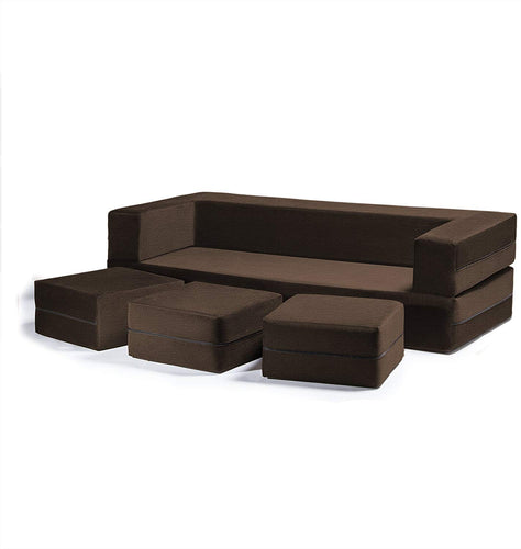 Zipline Convertible Sleeper Sofa & Three Ottomans/California King-Size Bed - EK CHIC HOME
