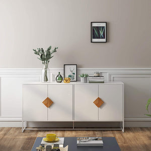 Sideboard Cabinet Modern Solid Wood Square Handles - EK CHIC HOME