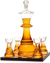 Load image into Gallery viewer, Chess Decanter Set  750ml 12&quot; H With 2 Rook Shot Glasses 4oz - EK CHIC HOME