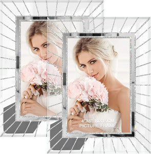 8x10 Picture Frames Sparkly Glass Set of 2, Gifts  Crystal Bling - EK CHIC HOME