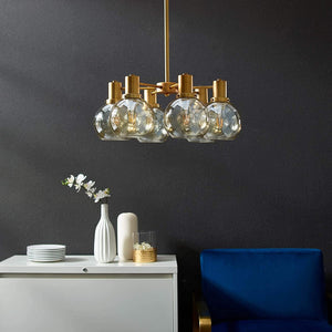 Resound Amber Glass and Brass Pendant Chandelier - EK CHIC HOME