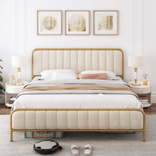 Load image into Gallery viewer, Upholstered Bed Frame with Button Tufted Headboard, Heavy Duty Metal - EK CHIC HOME