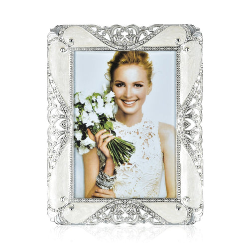 8x10 Picture Frame  Silver Plated Metal | Inlay Rhinestones Photo Frame Blocks Display - EK CHIC HOME