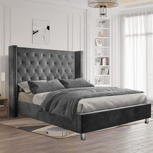 Load image into Gallery viewer, King Bed Frame Low Profile Platform Bed Upholstered Velvet Tufted - EK CHIC HOME