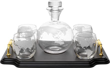 Load image into Gallery viewer, World Map Globe Whiskey Decanter Set 750ml With 4 10oz Map Glasses - EK CHIC HOME