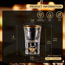 Load image into Gallery viewer, Crystal Shot Glass Set Decorated with 24K Gold Leaf Flakes - EK CHIC HOME
