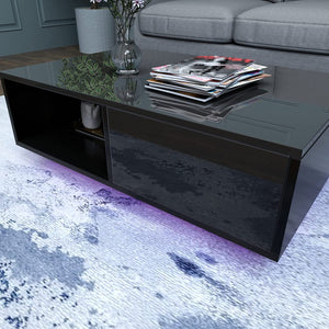 High Gloss Coffee Table with 16 Colors LED Lights, - EK CHIC HOME
