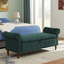 Load image into Gallery viewer, Fabric Armed Storage Ottoman Bench Contemporary Rolled Arm - EK CHIC HOME