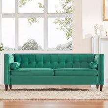 Load image into Gallery viewer, 78&#39;&#39; W Velvet Mid-Century Sofa with Bolster Pillows - EK CHIC HOME