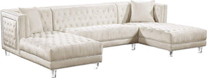 Cream-Sectional Moda Collection Sectional, 127" W x 68.5" D x 31.5" H - EK CHIC HOME