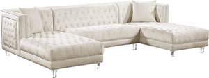 Contemporary Velvet Upholstered 3 Piece Sectional with Deep Button Tufting - EK CHIC HOME