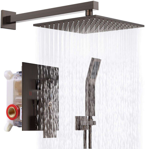 10 Inches Bathroom Luxury Rain Mixer Shower Combo Set Wall Mounted - EK CHIC HOME