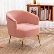 Load image into Gallery viewer, Comfortable Barrel Accent Chair, Velvet Fabric Upholstered - EK CHIC HOME