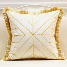 Load image into Gallery viewer, Navy Blue Gold Striped Cushion Cases Luxury European Throw Pillow Covers - EK CHIC HOME