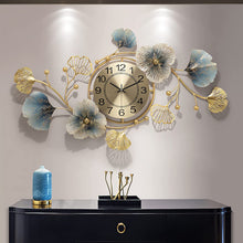 Load image into Gallery viewer, Large Wall Clock Creative Metal Ginkgo Leaf Design - EK CHIC HOME