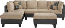 Load image into Gallery viewer, Faux Leather Sectional Sofa and Ottoman Set, Mocha - EK CHIC HOME
