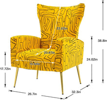 Load image into Gallery viewer, Leisure Wingback Armchair with Rose Golden Metal Legs - EK CHIC HOME
