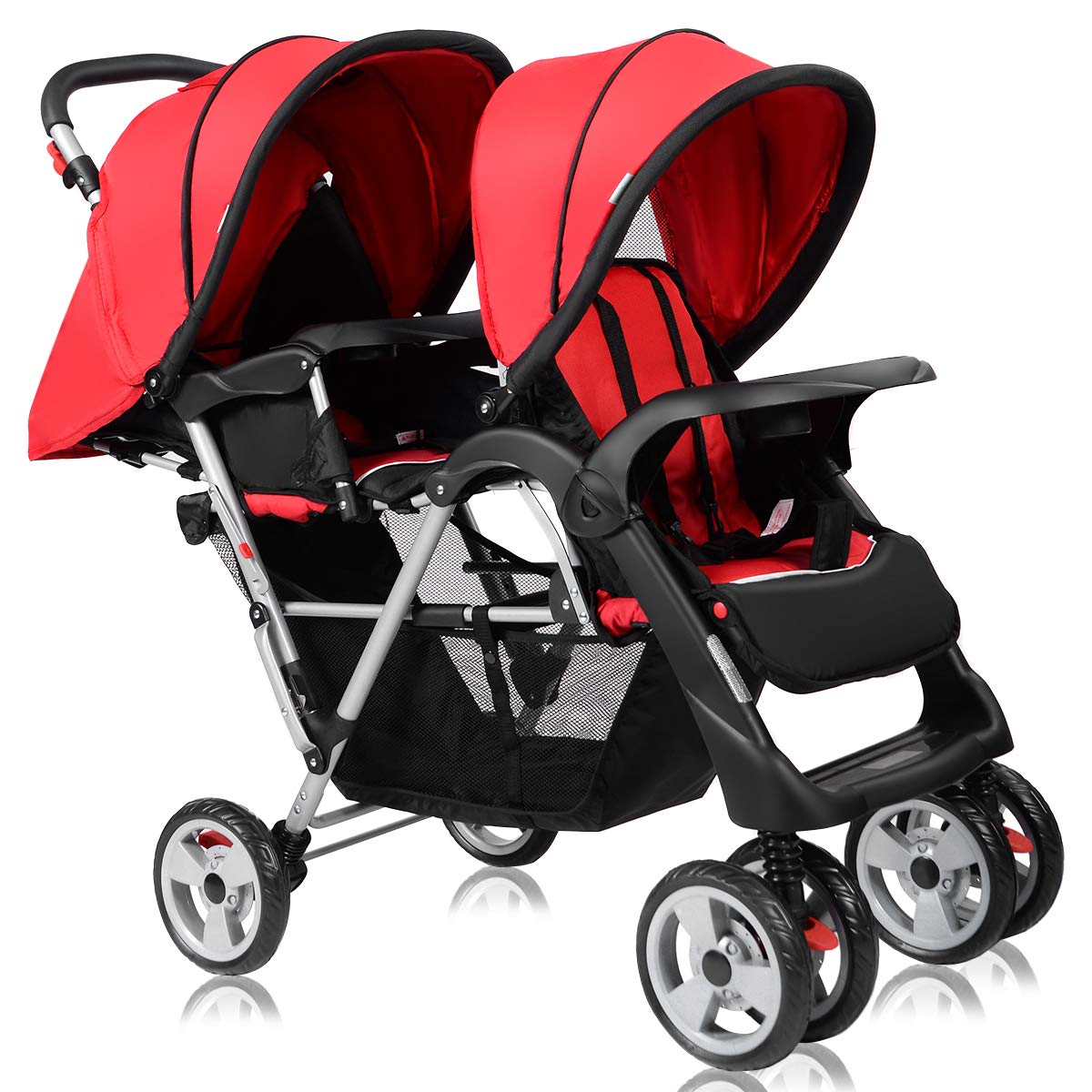 double stroller for twins Double Stroller, Twin Tandem Baby Stroller with Adjustable Backrest