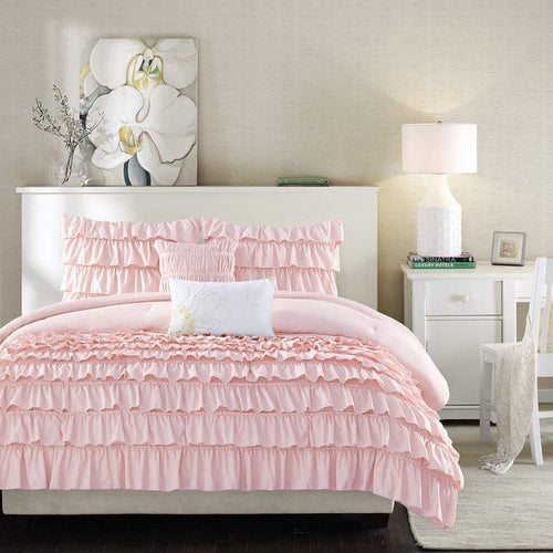 Waterfall Comforter Set Blush Full/Queen - EK CHIC HOME