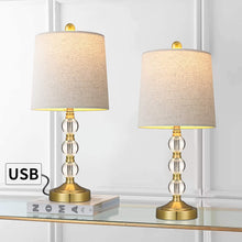 Load image into Gallery viewer, USB Table Lamps Set of 2 Accent Antique Brass - EK CHIC HOME