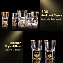 Load image into Gallery viewer, Crystal Shot Glass Set Decorated with 24K Gold Leaf Flakes - EK CHIC HOME