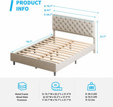 Load image into Gallery viewer, Full Size Platform Bed Frame with Luxury Headboard - EK CHIC HOME