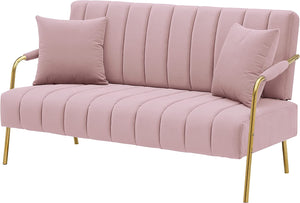 Upholstered Velvet Loveseat Sofa: 60" Mid Century 2 Seater - EK CHIC HOME